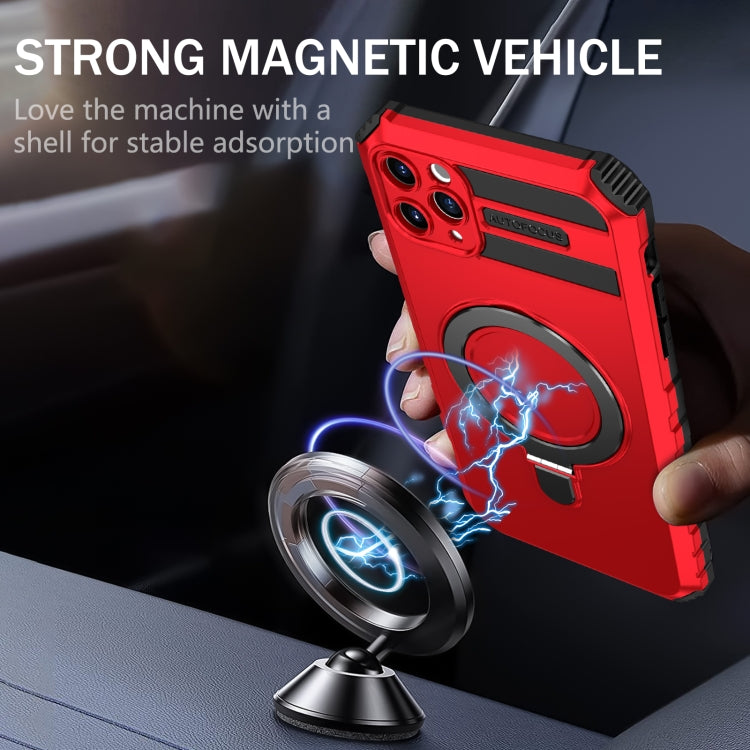 For iPhone 11 Pro MagSafe Magnetic Holder Phone Case(Red) - iPhone 11 Pro Cases by PMC Jewellery | Online Shopping South Africa | PMC Jewellery