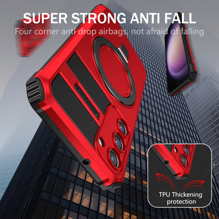 For Samsung Galaxy S23+ 5G MagSafe Magnetic Holder Phone Case(Red) - Galaxy S23+ 5G Cases by PMC TechLife | Online Shopping South Africa | PMC TechLife