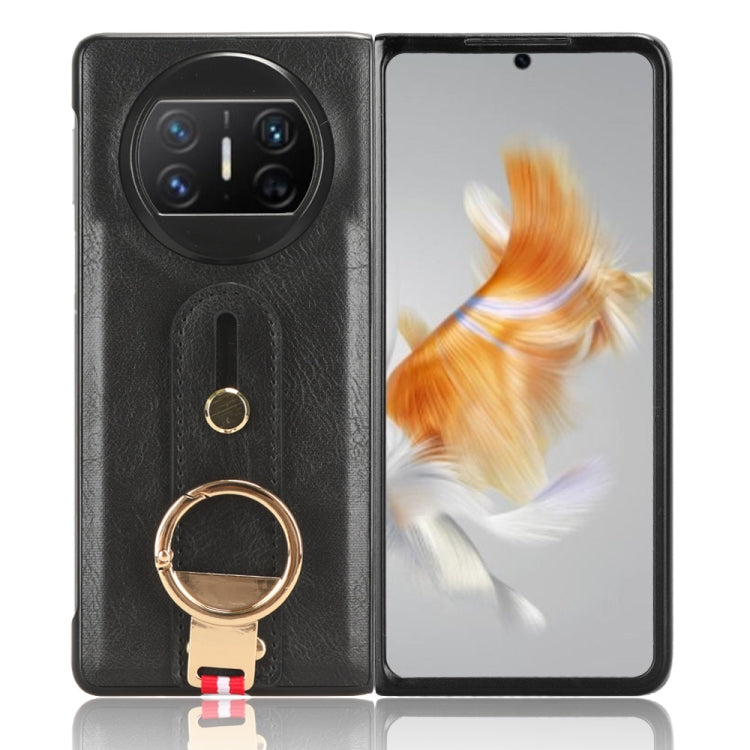 For Huawei Mate X3 Wristband Leather Back Phone Case(Black) - Huawei Cases by PMC Jewellery | Online Shopping South Africa | PMC Jewellery | Buy Now Pay Later Mobicred