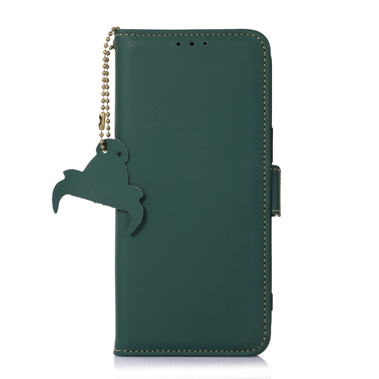 For OnePlus 12 Genuine Leather Magnetic RFID Leather Phone Case(Green) - OnePlus Cases by PMC TechLife | Online Shopping South Africa | PMC TechLife | Buy Now Pay Later Mobicred