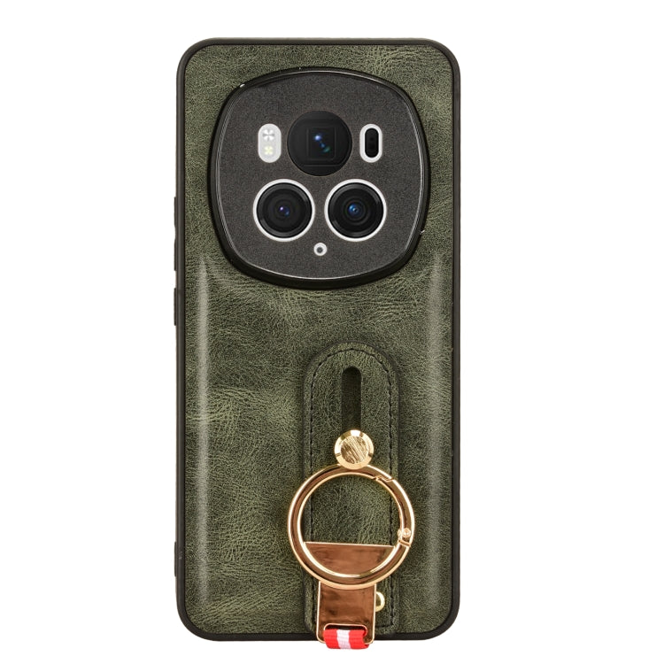 For Honor Magic6 Pro Wristband Leather Back Phone Case(Green) - Honor Cases by PMC Jewellery | Online Shopping South Africa | PMC Jewellery | Buy Now Pay Later Mobicred