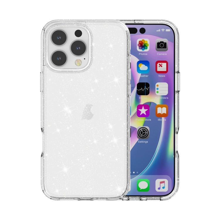 For iPhone 16 Pro Shockproof Terminator Glitter Powder Phone Case(White) - iPhone 16 Pro Cases by PMC TechLife | Online Shopping South Africa | PMC TechLife | Buy Now Pay Later Mobicred