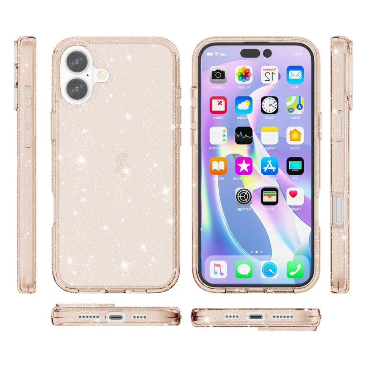 For iPhone 16 Plus Shockproof Terminator Glitter Powder Phone Case(Gold) - free shipping - PMC TechLife - Order now!