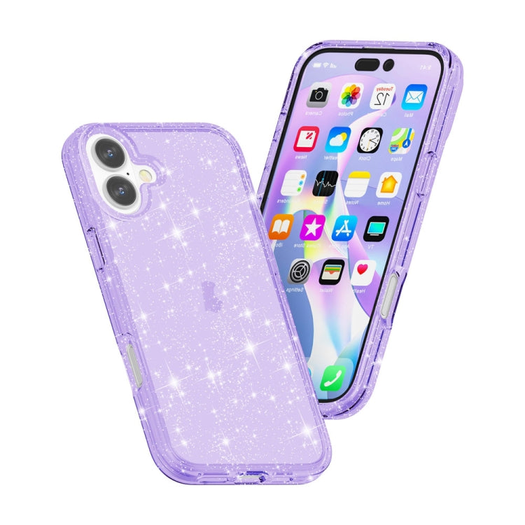 For iPhone 16 Plus Shockproof Terminator Glitter Powder Phone Case(Purple) - iPhone 16 Plus Cases by PMC TechLife | Online Shopping South Africa | PMC TechLife | Buy Now Pay Later Mobicred