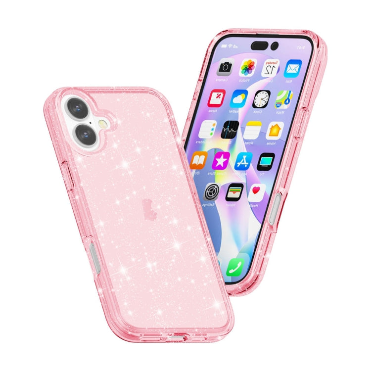 For iPhone 16 Shockproof Terminator Glitter Powder Phone Case(Pink) - iPhone 16 Cases by PMC Jewellery | Online Shopping South Africa | PMC Jewellery | Buy Now Pay Later Mobicred