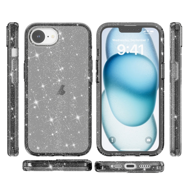 For iPhone 16e Shockproof Terminator Glitter Powder Phone Case(Black) - iPhone 16e Cases by PMC TechLife | Online Shopping South Africa | PMC TechLife | Buy Now Pay Later Mobicred