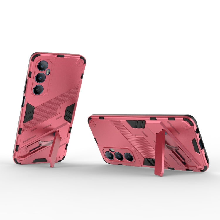 For Realme C65 4G Global Punk Armor 2 in 1 PC + TPU Phone Case with Holder(Light Red) - Realme Cases by PMC Jewellery | Online Shopping South Africa | PMC Jewellery | Buy Now Pay Later Mobicred