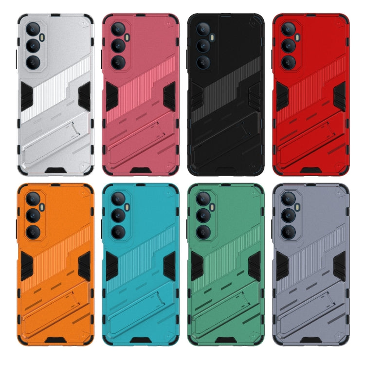 For Realme C65 4G Global Punk Armor 2 in 1 PC + TPU Phone Case with Holder(Light Red) - Realme Cases by PMC TechLife | Online Shopping South Africa | PMC TechLife | Buy Now Pay Later Mobicred