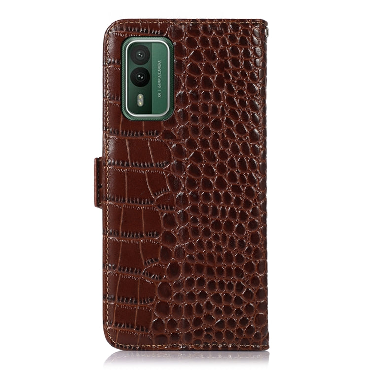 For Nokia XR21 Crocodile Top Layer Cowhide Leather Phone Case(Brown) - Nokia Cases by PMC TechLife | Online Shopping South Africa | PMC TechLife | Buy Now Pay Later Mobicred
