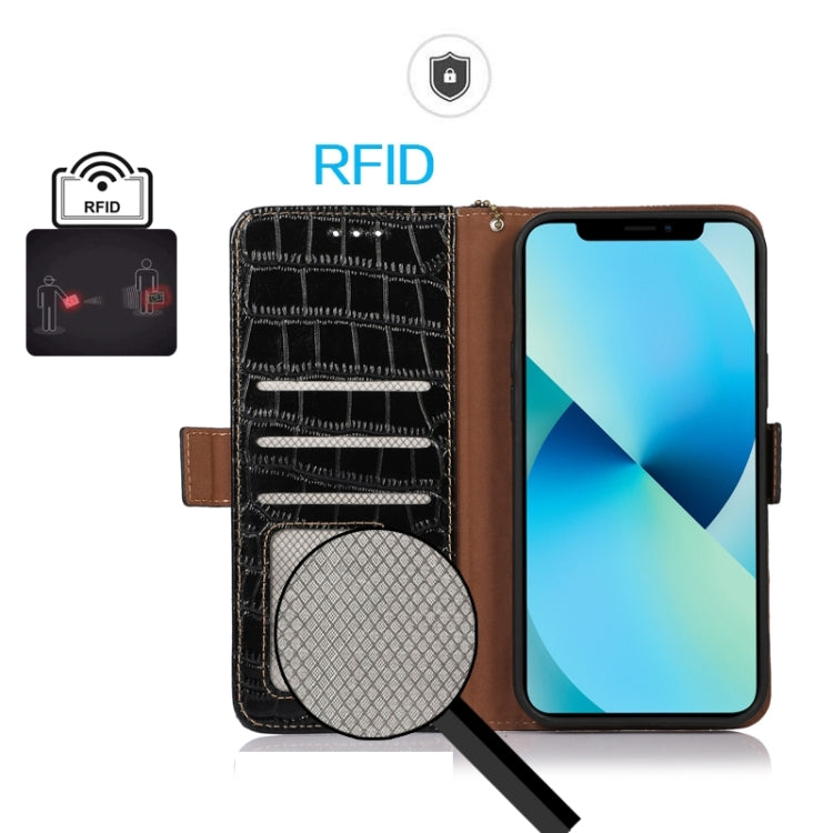 For OnePlus Nord 3 / Ace 2V Crocodile Top Layer Cowhide Leather Phone Case(Black) - OnePlus Cases by PMC TechLife | Online Shopping South Africa | PMC TechLife | Buy Now Pay Later Mobicred