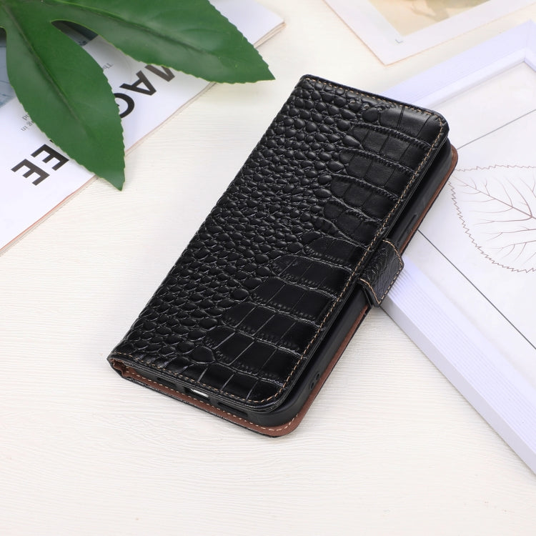 For OnePlus Ace 3 / 12R Crocodile Top Layer Cowhide Leather Phone Case(Black) - OnePlus Cases by PMC TechLife | Online Shopping South Africa | PMC TechLife | Buy Now Pay Later Mobicred