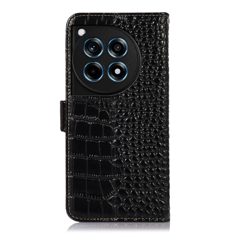For OnePlus Ace 3 / 12R Crocodile Top Layer Cowhide Leather Phone Case(Black) - OnePlus Cases by PMC TechLife | Online Shopping South Africa | PMC TechLife | Buy Now Pay Later Mobicred