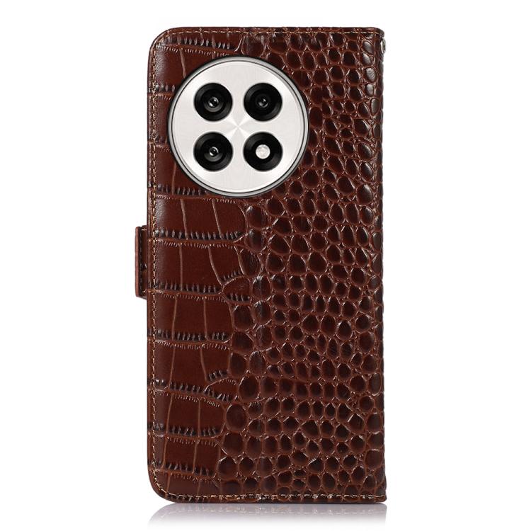 For OnePlus Ace 5 Pro / Ace 5 Crocodile Top Layer Cowhide Leather Phone Case(Brown) - Ace 5 Cases by PMC TechLife | Online Shopping South Africa | PMC TechLife | Buy Now Pay Later Mobicred