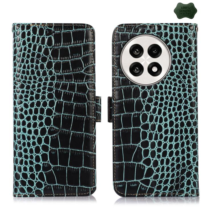 For OnePlus Ace 5 Pro / Ace 5 Crocodile Top Layer Cowhide Leather Phone Case(Green) - Ace 5 Cases by PMC TechLife | Online Shopping South Africa | PMC TechLife | Buy Now Pay Later Mobicred