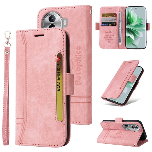 For OPPO Reno11 Pro 5G Global BETOPNICE Dual-side Buckle Leather Phone Case(Pink) - Reno11 Pro Cases by BETOPNICE | Online Shopping South Africa | PMC Jewellery | Buy Now Pay Later Mobicred