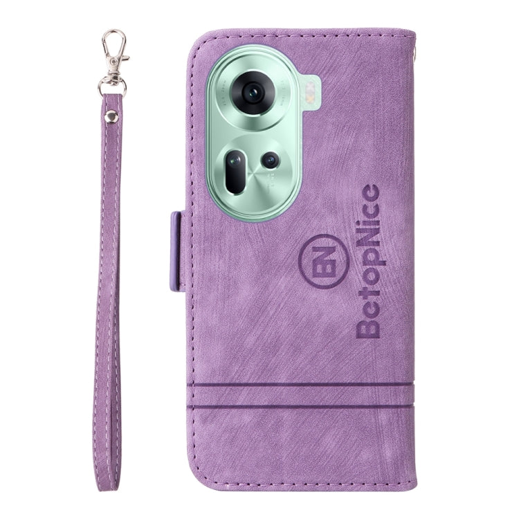 For OPPO Reno11 5G Global BETOPNICE Dual-side Buckle Leather Phone Case(Purple) - Reno11 Cases by BETOPNICE | Online Shopping South Africa | PMC Jewellery | Buy Now Pay Later Mobicred