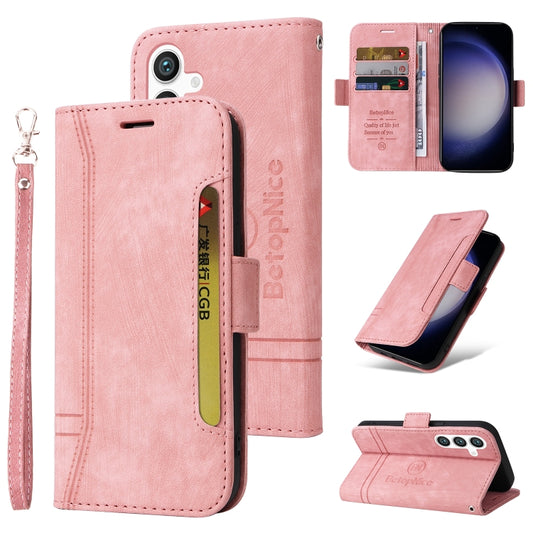 For Samsung Galaxy S24+ BETOPNICE Dual-side Buckle Leather Phone Case(Pink) - Galaxy Phone Cases by BETOPNICE | Online Shopping South Africa | PMC Jewellery | Buy Now Pay Later Mobicred