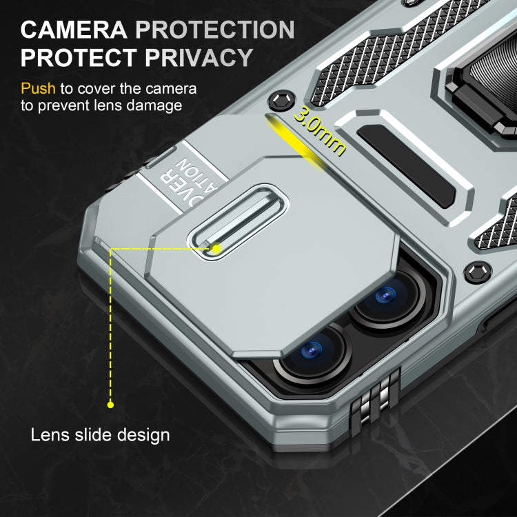 For iPhone 16 Pro Armor PC + TPU Camera Shield Phone Case(Grey) - iPhone 16 Pro Cases by PMC TechLife | Online Shopping South Africa | PMC TechLife | Buy Now Pay Later Mobicred