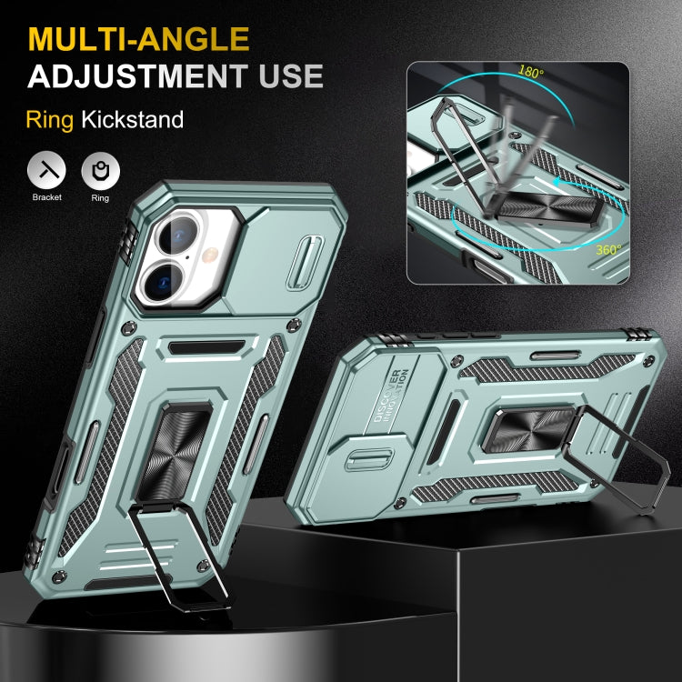 For iPhone 16 Armor PC + TPU Camera Shield Phone Case(Alpine Green) - iPhone 16 Cases by PMC TechLife | Online Shopping South Africa | PMC TechLife | Buy Now Pay Later Mobicred