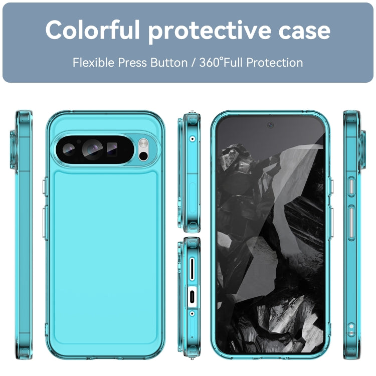 For Google Pixel 9 Pro Candy Series TPU Phone Case(Transparent Blue) - Google Cases by PMC Jewellery | Online Shopping South Africa | PMC Jewellery | Buy Now Pay Later Mobicred