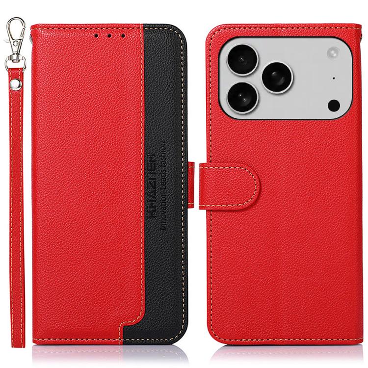 For iPhone 17 Pro KHAZNEH Litchi Texture Leather RFID Phone Case(Red) - free shipping - PMc TechLife - Order now!