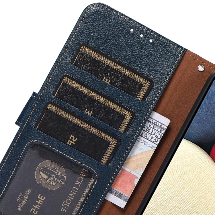 For iPhone 17 Pro Max KHAZNEH Litchi Texture Leather RFID Phone Case(Blue) - free shipping - PMc TechLife - Order now!