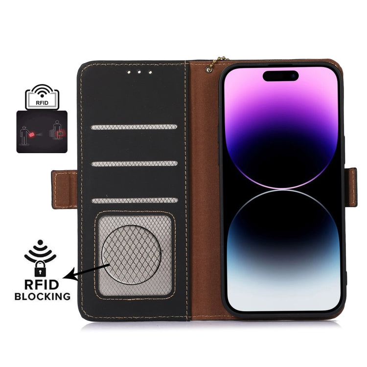 For iPhone 16 Pro Max Genuine Leather Magnetic RFID Leather Phone Case(Black) - iPhone 16 Pro Max Cases by PMC Jewellery | Online Shopping South Africa | PMC Jewellery | Buy Now Pay Later Mobicred