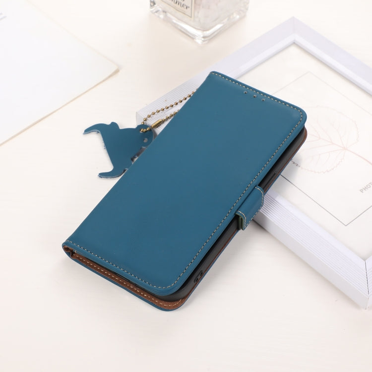 For iPhone 16 Pro Max Genuine Leather Magnetic RFID Leather Phone Case(Blue) - iPhone 16 Pro Max Cases by PMC TechLife | Online Shopping South Africa | PMC TechLife | Buy Now Pay Later Mobicred