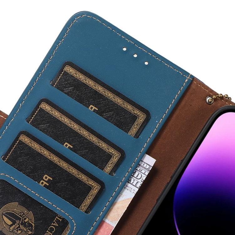 For iPhone 16 Pro Max Genuine Leather Magnetic RFID Leather Phone Case(Blue) - iPhone 16 Pro Max Cases by PMC TechLife | Online Shopping South Africa | PMC TechLife | Buy Now Pay Later Mobicred