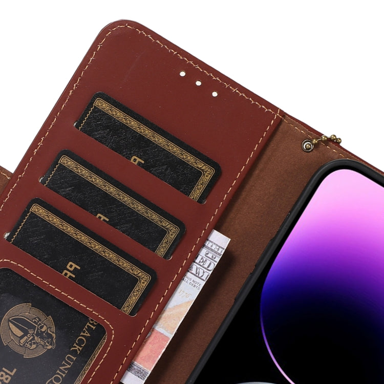 For iPhone 16 Pro Genuine Leather Magnetic RFID Leather Phone Case(Coffee) - iPhone 16 Pro Cases by PMC TechLife | Online Shopping South Africa | PMC TechLife | Buy Now Pay Later Mobicred
