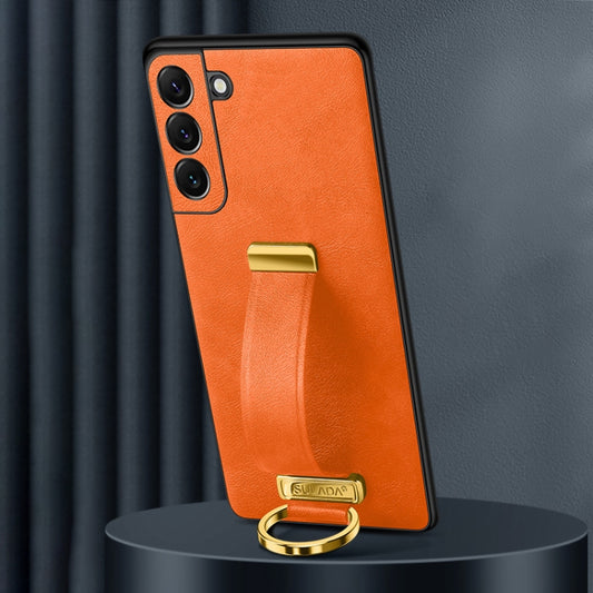 For Samsung Galaxy S25 5G SULADA PC Hybrid Leather Texture Skin Feel Shockproof Phone Case(Orange) - Galaxy S25 5G Cases by SULADA | Online Shopping South Africa | PMC Jewellery | Buy Now Pay Later Mobicred