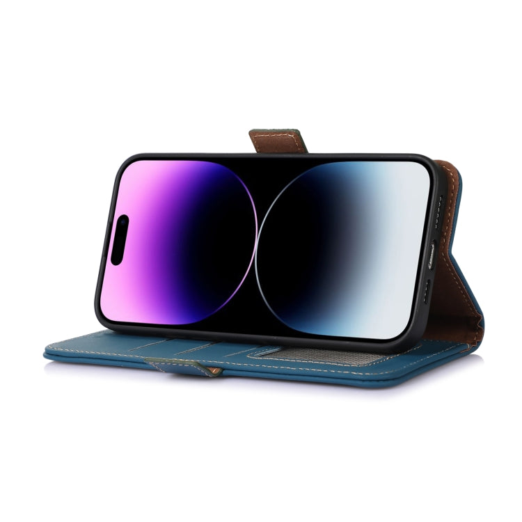 For Huawei Mate 60 Genuine Leather Magnetic RFID Leather Phone Case(Blue) - Huawei Cases by PMC TechLife | Online Shopping South Africa | PMC TechLife | Buy Now Pay Later Mobicred