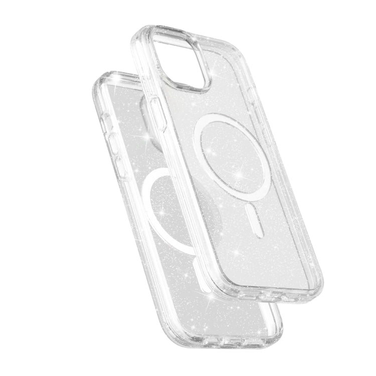 For iPhone 15 Terminator Style Glitter Powder MagSafe Magnetic Phone Case(White) - iPhone 15 Cases by PMC TechLife | Online Shopping South Africa | PMC TechLife