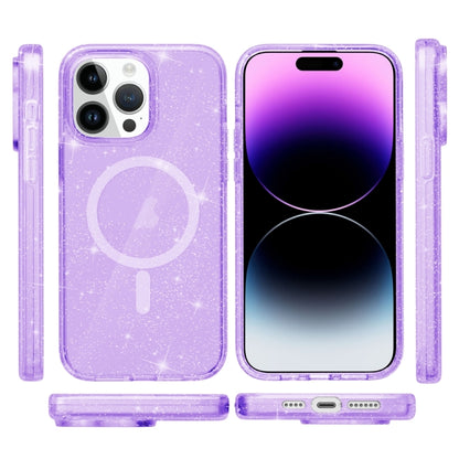 For iPhone 15 Pro Terminator Style Glitter Powder MagSafe Magnetic Phone Case(Purple) - iPhone 15 Pro Cases by PMC Jewellery | Online Shopping South Africa | PMC Jewellery