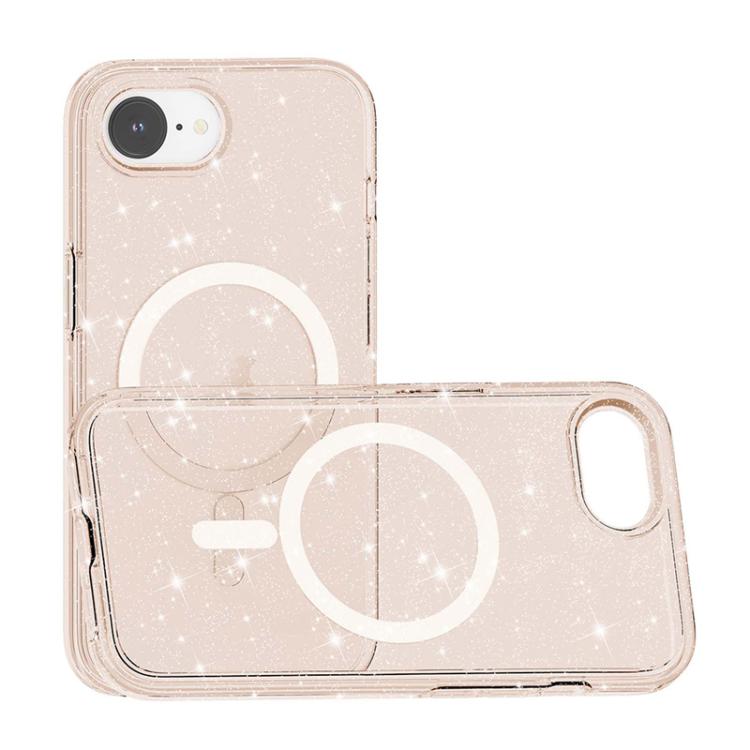 For iPhone 16e Terminator Style Glitter Powder MagSafe Magnetic Phone Case(Gold) - iPhone 16e Cases by PMC TechLife | Online Shopping South Africa | PMC TechLife | Buy Now Pay Later Mobicred