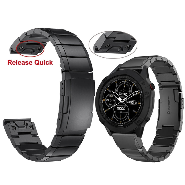 For Garmin Instinct 2X Solar Tortoise Shell Stainless Steel Watch Band(Black) - Watch Bands by PMC TechLife | Online Shopping South Africa | PMC TechLife