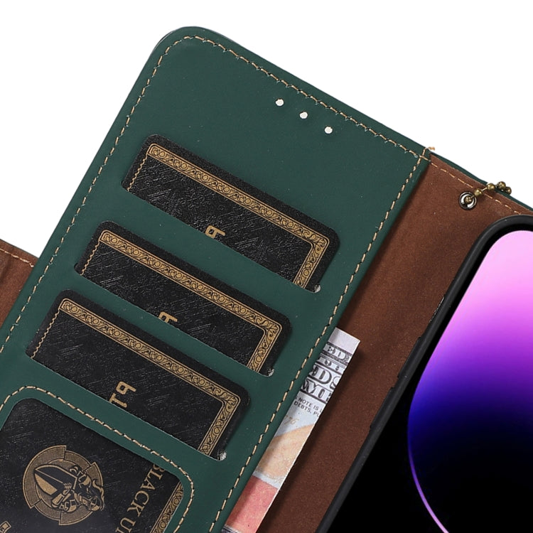For Honor X6a Genuine Leather Magnetic RFID Leather Phone Case(Green) - Honor Cases by PMC TechLife | Online Shopping South Africa | PMC TechLife | Buy Now Pay Later Mobicred