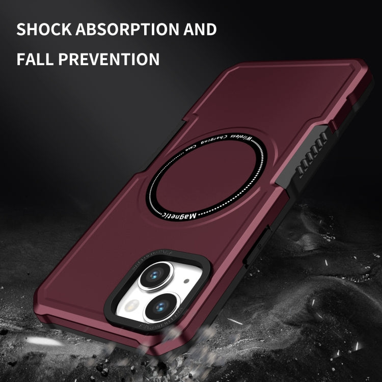 For iPhone 15 Plus MagSafe Shockproof Armor Phone Case(Wine Red) - iPhone 15 Plus Cases by PMC Jewellery | Online Shopping South Africa | PMC Jewellery