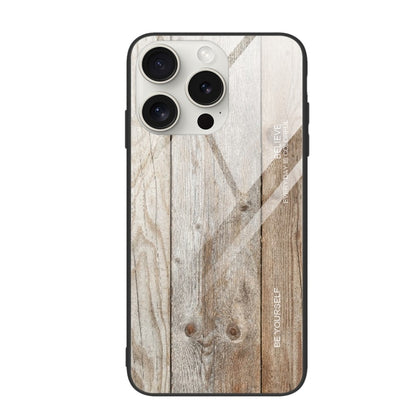 For iPhone 16 Pro Wood Grain Glass Phone Case(Grey) - iPhone 16 Pro Cases by PMC Jewellery | Online Shopping South Africa | PMC Jewellery | Buy Now Pay Later Mobicred