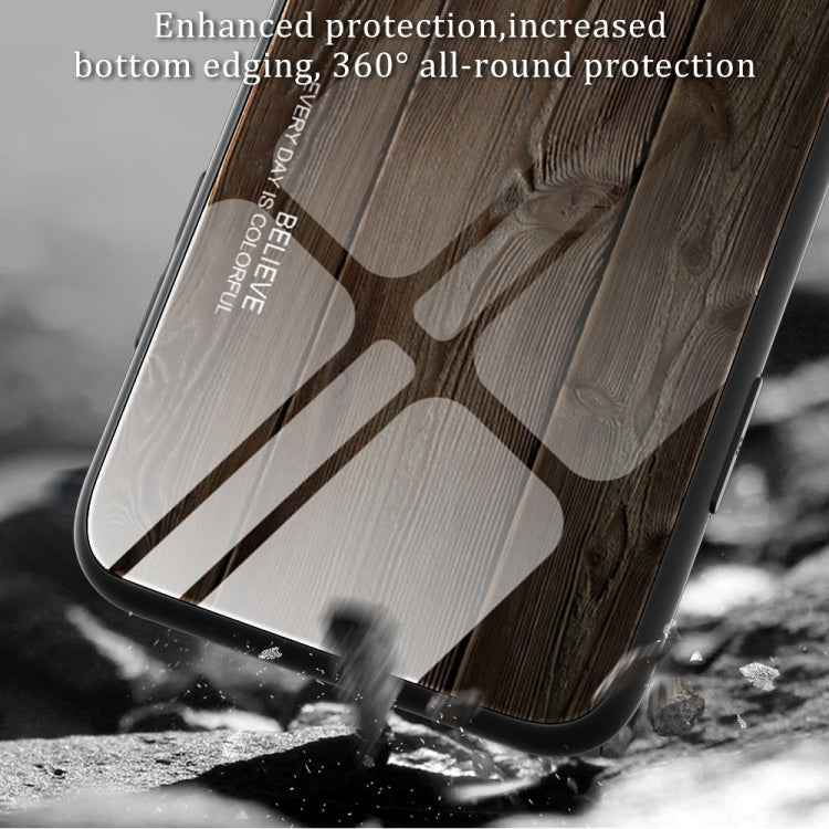For iPhone 16 Plus Wood Grain Glass Phone Case(Yellow) - iPhone 16 Plus Cases by PMC TechLife | Online Shopping South Africa | PMC TechLife | Buy Now Pay Later Mobicred