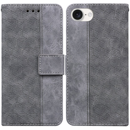 For iPhone SE 2024 Geometric Embossed Leather Phone Case(Grey) - More iPhone Cases by PMC Jewellery | Online Shopping South Africa | PMC Jewellery | Buy Now Pay Later Mobicred