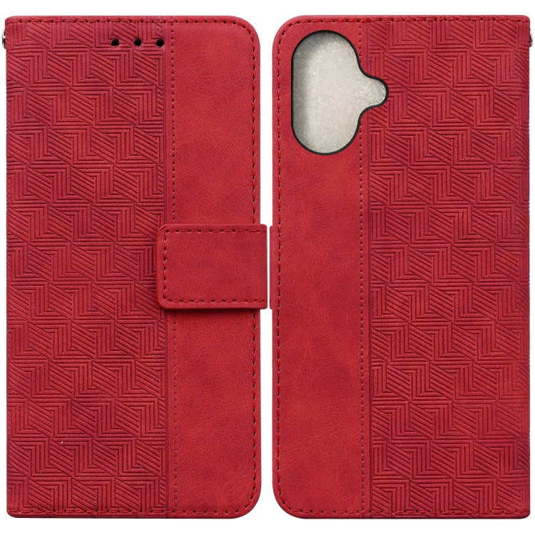 For iPhone 16 Geometric Embossed Leather Phone Case(Red) - iPhone 16 Cases by PMC Jewellery | Online Shopping South Africa | PMC Jewellery | Buy Now Pay Later Mobicred