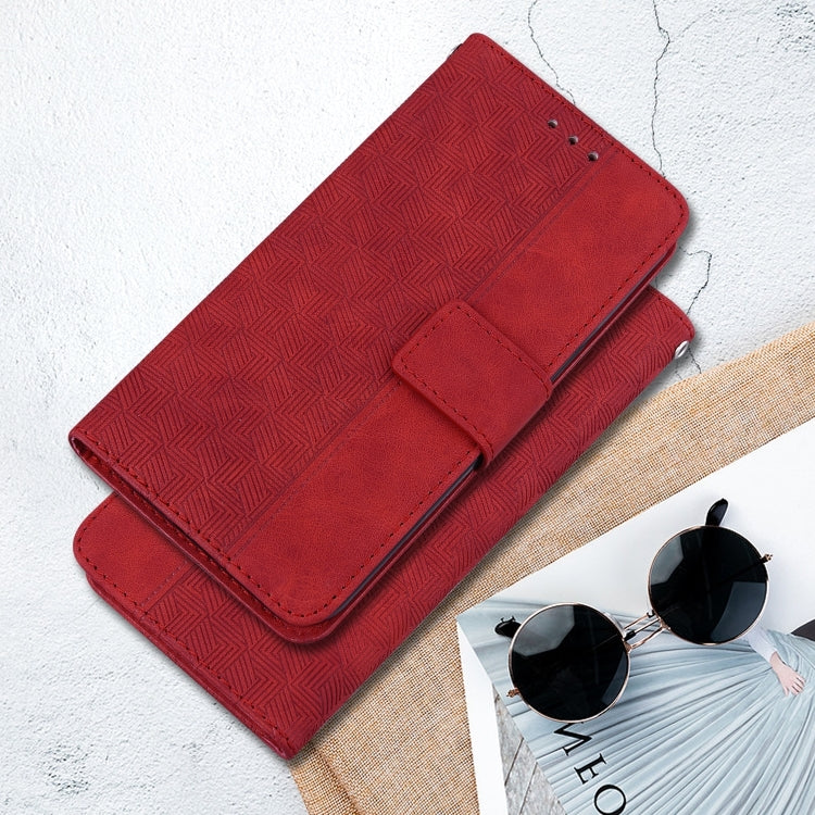 For iPhone 16 Geometric Embossed Leather Phone Case(Red) - iPhone 16 Cases by PMC TechLife | Online Shopping South Africa | PMC TechLife | Buy Now Pay Later Mobicred