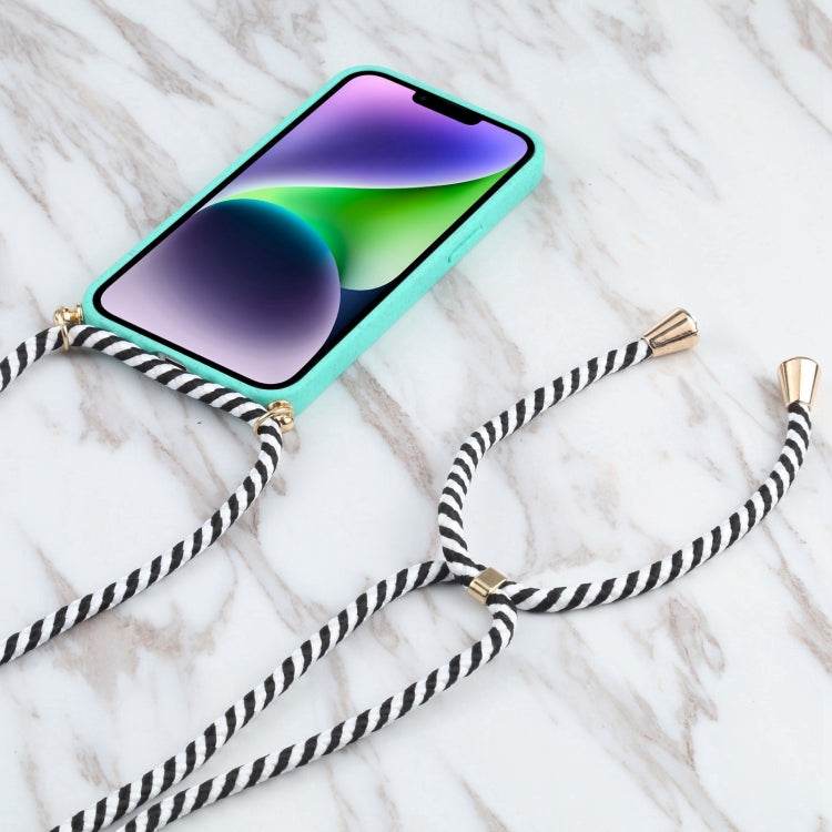 For iPhone 16 Plus Wheat Straw TPU Shockproof Phone Case with Neck Lanyard(Green) - iPhone 16 Plus Cases by PMC Jewellery | Online Shopping South Africa | PMC Jewellery | Buy Now Pay Later Mobicred