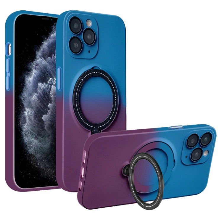 For iPhone 11 Pro MagSafe Holder Gradient TPU Phone Case(Blue Purple) - iPhone 11 Pro Cases by PMC TechLife | Online Shopping South Africa | PMC TechLife