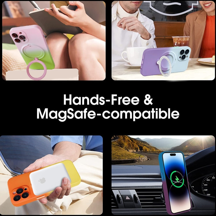 For iPhone 12 Pro Max MagSafe Holder Gradient TPU Phone Case(Deep Purple Gray) - iPhone 12 Pro Max Cases by PMC TechLife | Online Shopping South Africa | PMC TechLife