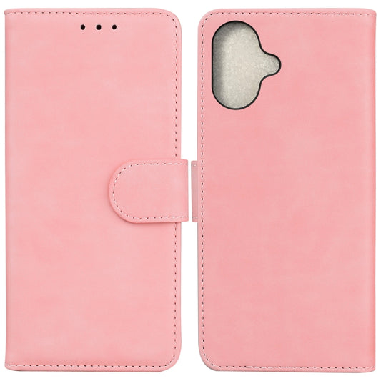 For iPhone 16 Skin Feel Pure Color Flip Leather Phone Case(Pink) - iPhone 16 Cases by PMC Jewellery | Online Shopping South Africa | PMC Jewellery | Buy Now Pay Later Mobicred