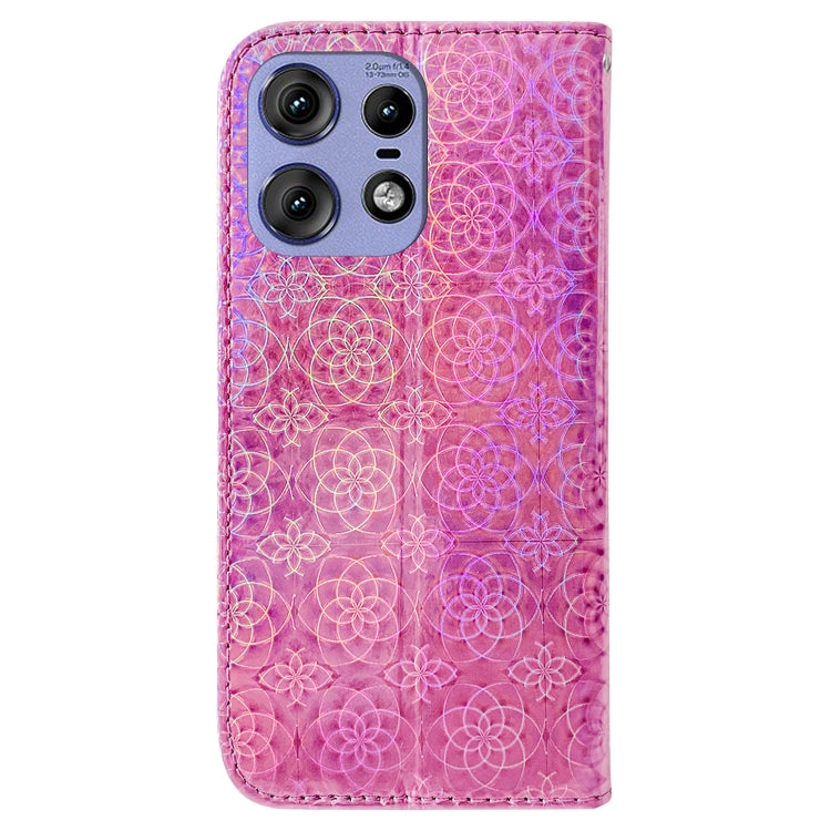 For Motorola Edge 50 Pro Colorful Magnetic Buckle Leather Phone Case(Pink) - Motorola Cases by PMC Jewellery | Online Shopping South Africa | PMC Jewellery | Buy Now Pay Later Mobicred