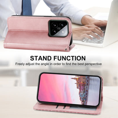 For Xiaomi 14 Cubic Grid Calf Texture Magnetic Leather Phone Case(Rose Gold) - 14 Cases by PMC Jewellery | Online Shopping South Africa | PMC Jewellery | Buy Now Pay Later Mobicred