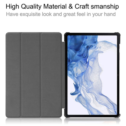 For Samsung Galaxy Tab S9 Custer Painted 3-Fold Holder Smart Leather Tablet Case(Big Eye Me) - Galaxy Tab S9 Cases by PMC Jewellery | Online Shopping South Africa | PMC Jewellery | Buy Now Pay Later Mobicred